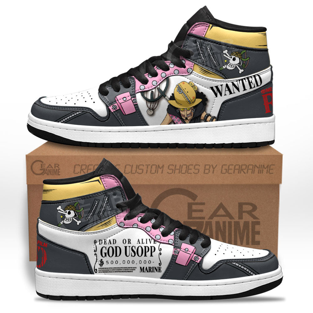 Usopp Sneakers One Piece Red Custom Anime Shoes Gear Anime