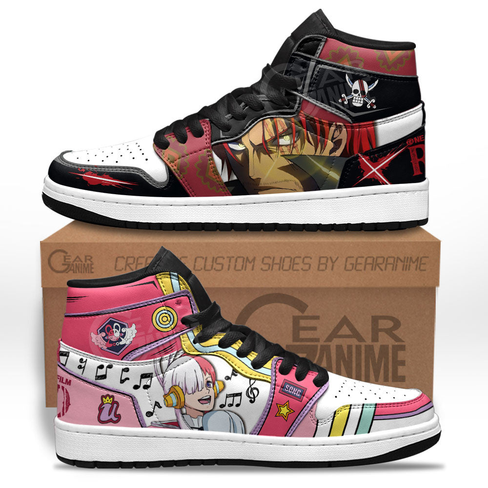 Shanks and Uta Sneakers One Piece Red Custom Anime Shoes Gear Anime